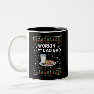 Workin' On My Dad Bod Pregnancy New Mom Baby  Two-Tone Coffee Mug