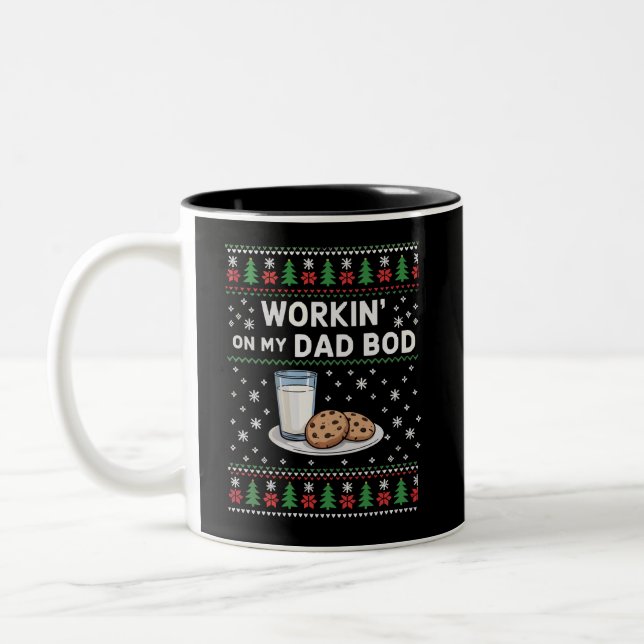 Workin' On My Dad Bod Pregnancy New Mom Baby  Two-Tone Coffee Mug (Left)