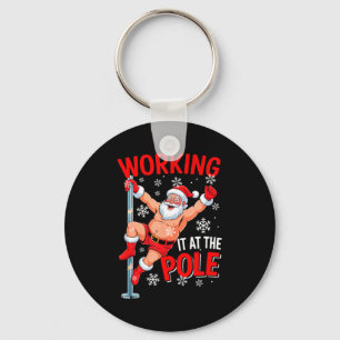 Working At Le Xmas Santa Dancing Funny Joke Dirty Keychain