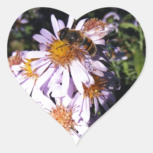 Working Bee Daisies Heart Sticker