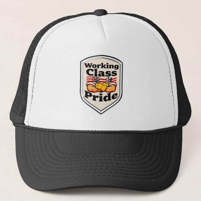 Working Class Pride Badge – Blue Collar Worker Trucker Hat (Front)