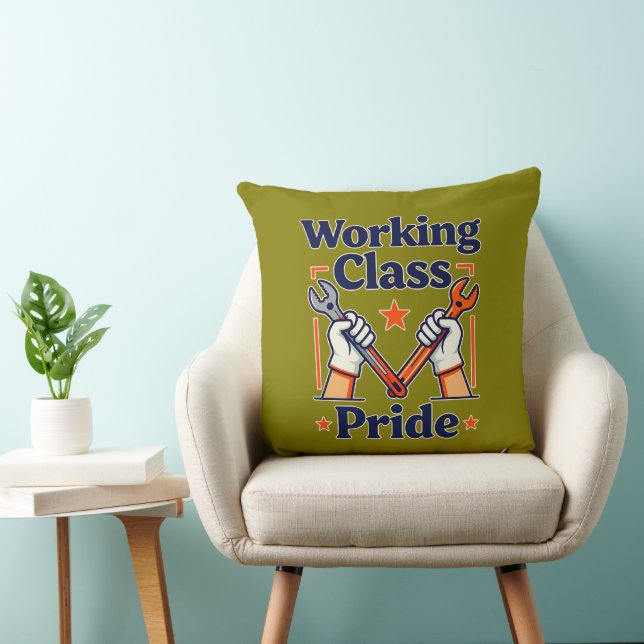 Working Class Pride Tools and Strength Design Throw Pillow (Chair)