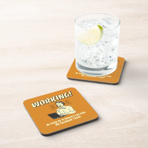 Working Cut into Facebook Time Beverage Coaster