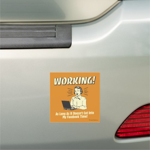 Working Cut into Facebook Time Car Magnet