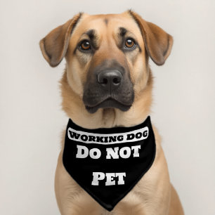 Working Dog Do Not Pet Black and White Pet Bandana Collar