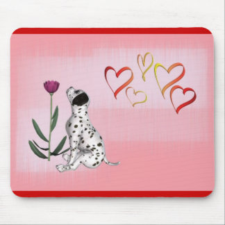 Working Dog Takes Time To Smell The Flower Mouse Pad