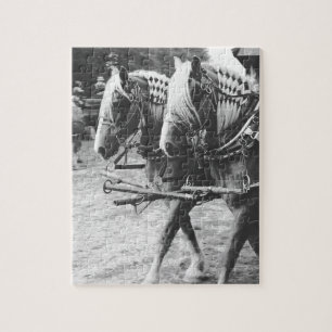 Working Draft Horses in Black and White Jigsaw Puzzle