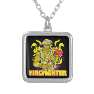 Working Firefighter Silver Plated Necklace