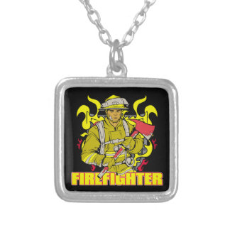 Working Firefighter Silver Plated Necklace
