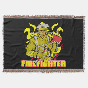 Working Firefighter Throw Blanket