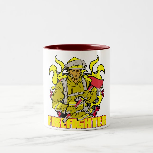 Working Firefighter Two-Tone Coffee Mug (Center)