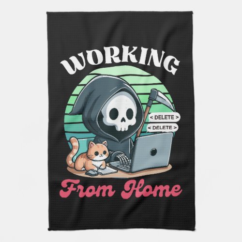 Working From Home _ Cute Reaper Kitchen Towel