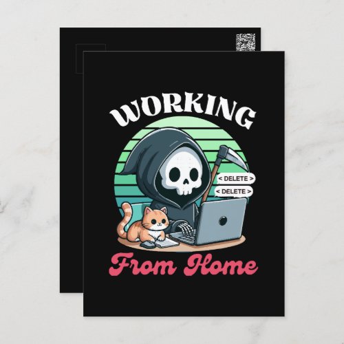 Working From Home _ Cute Reaper Postcard