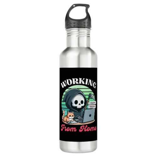 Working From Home _ Cute Reaper Stainless Steel Water Bottle
