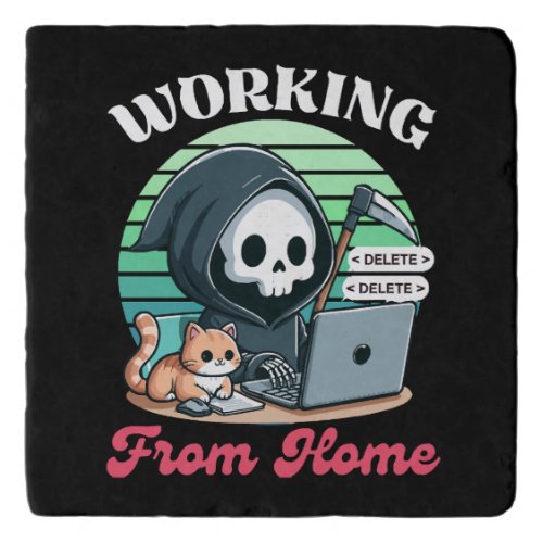 Working From Home _ Cute Reaper Trivet