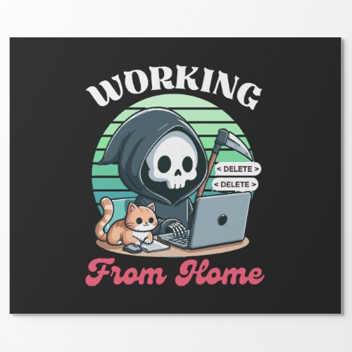 Working From Home _ Cute Reaper Wrapping Paper