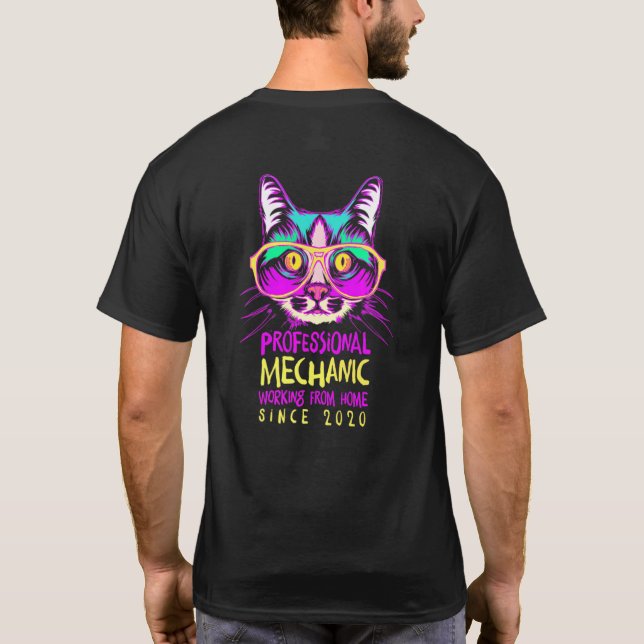 Working From Home Engineer Engineering Cat Builder T-Shirt (Back)