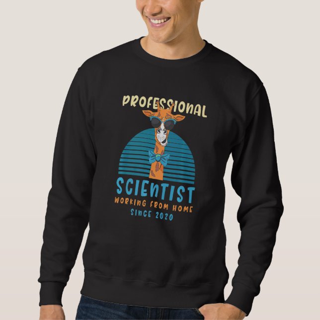 Working From Home Scientist Science Llama Data Sci Sweatshirt (Front)
