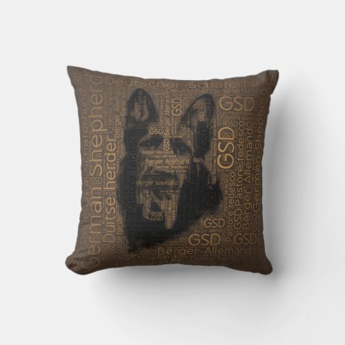 Working German Shepherd Dog  _ GSD Word Pattern Throw Pillow