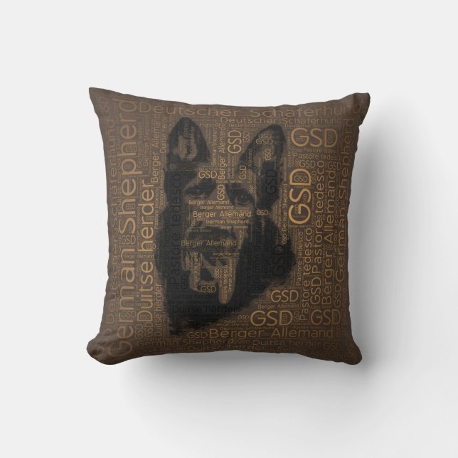 Working German Shepherd Dog  - GSD Word Pattern Throw Pillow (Front)