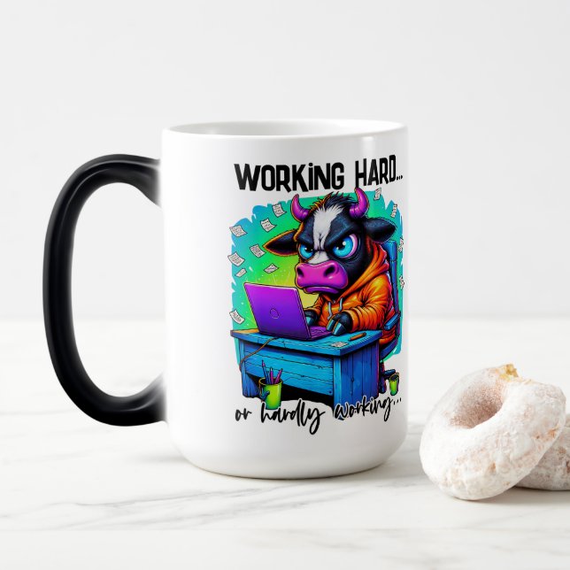 Working Hard  Color Morph Mug (With Donut)