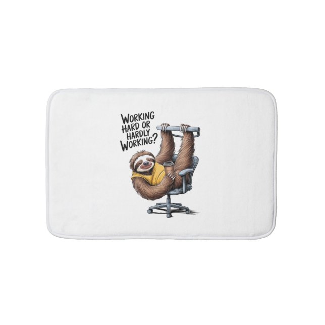 Working Hard or Hardly Working Sloth Bath Mat (Front)