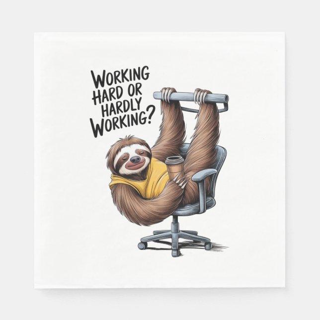 Working Hard or Hardly Working Sloth Napkins (Front)