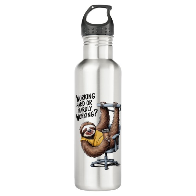 Working Hard or Hardly Working Sloth Stainless Steel Water Bottle (Front)