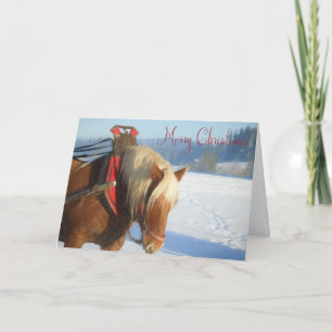 Working horse in the snow-Christmas Card