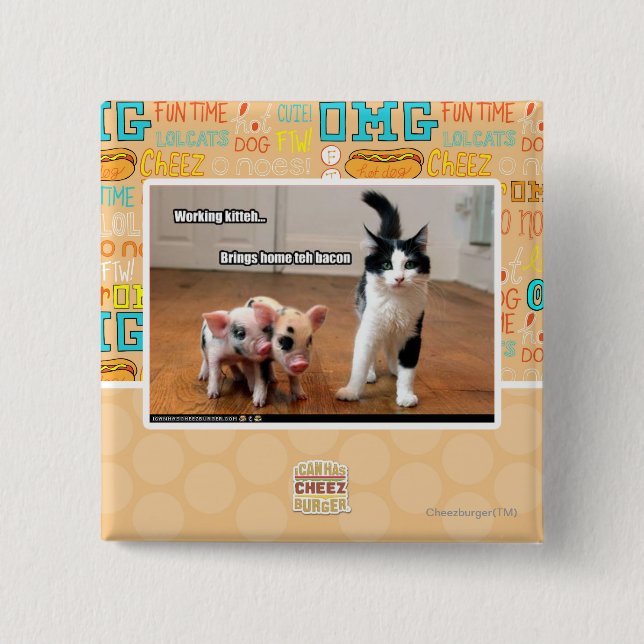 Working kitteh pinback button (Front)