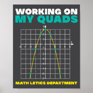 Working On My Quads Math Funny Saying Humor Men Wo Poster