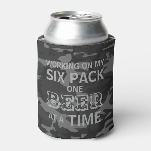 Working On My Six Pack Charcoal Camo Can Cooler