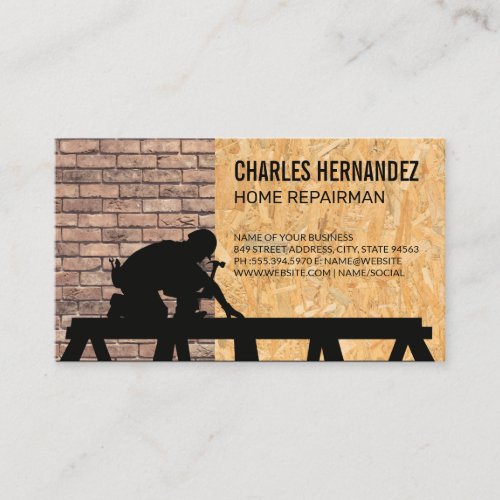  Working on Roof  Brick Wall  Pressed Wood Business Card