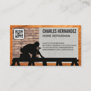 Working on Roof Brick Wall QR Business Card