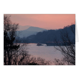Working On the River At Sunset Cards