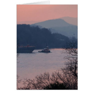 Working On the River At Sunset, Vertical Cards