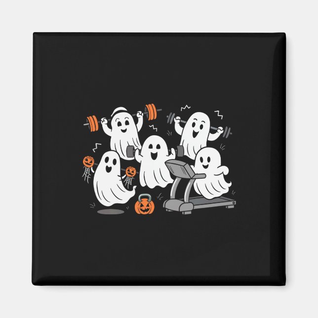 Working Out Ghost Gym Halloween Shirt Fitness Weig Magnet (Front)