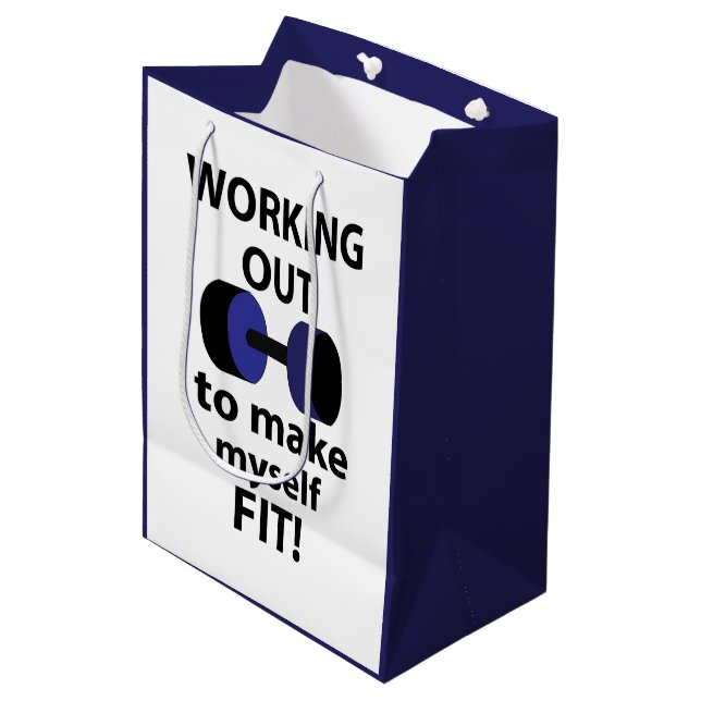 Working Out Workout Weights Working Out Medium Gift Bag (Front Angled)