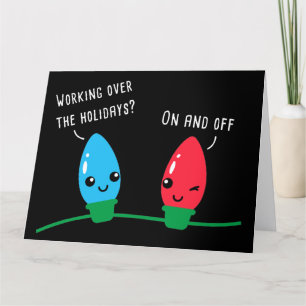 Working Over The Holidays Funny Christmas Lights Letterpress Thank You Card