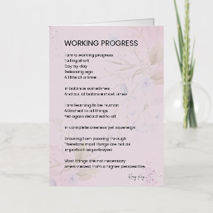 Working Progress Encouragement Uplifting Poem Foil Greeting Card