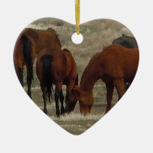 Working Ranch Cow Horses Western Two_sided Ceramic Ornament