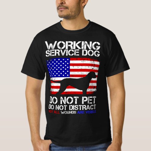 Working Service Dog Assistant Support PTSD Veteran T_Shirt