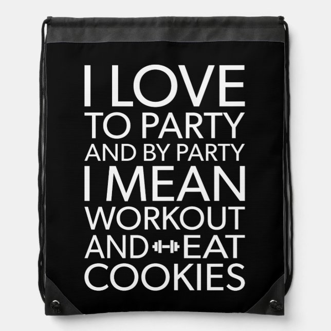 Workout and Eat Cookies - Funny Novelty Gym Drawstring Bag (Front)