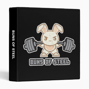 Workout Bunny Cartoon - Buns Of Steel, Funny Anime 3 Ring Binder