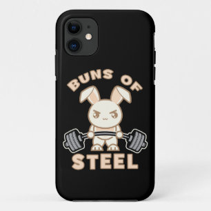 Workout Bunny Cartoon - Buns Of Steel - Funny Gym iPhone 11 Case