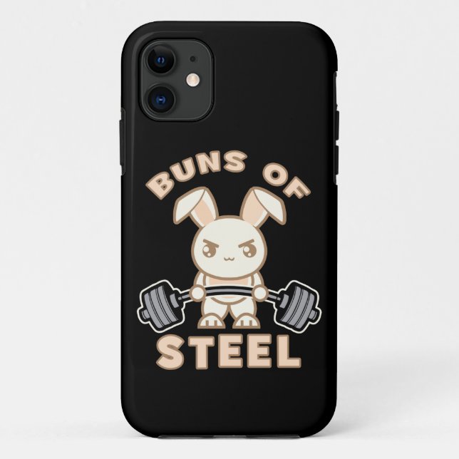 Workout Bunny Cartoon - Buns Of Steel - Funny Gym Case-Mate iPhone Case (Back)