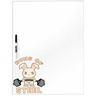 Workout Bunny Cartoon - Buns Of Steel - Funny Gym Dry Erase Board
