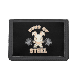Workout Bunny Cartoon - Buns Of Steel - Funny Gym Trifold Wallet