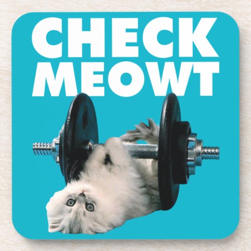Workout _ Cat _ Check Meowt Coaster