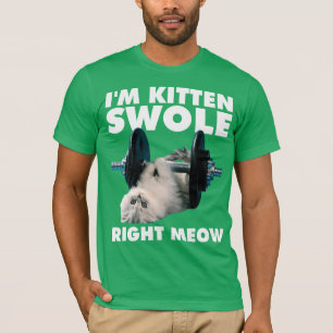 Workout - Cat - I'm Kitten Swole Right Meow T-Shirt